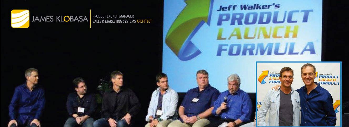 James Klobasa on stage at Jeff Walker's Product Launch Formula