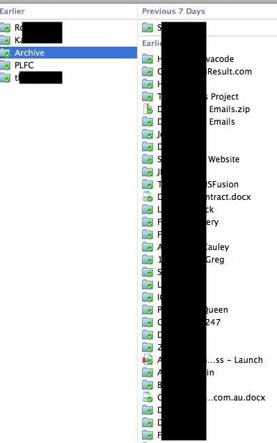 15 years of client folders in Dropbox, names redacted